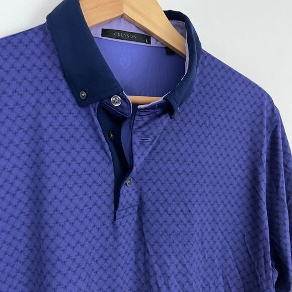 Greyson Polo Shirt Top Purple Print Men Size Large - Picture 8 of 11